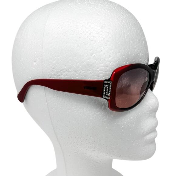 Versace Ombre Rectangle Rhinestone Logo Sunglasses w/ case red black y2k vintage - Picture 9 of 9